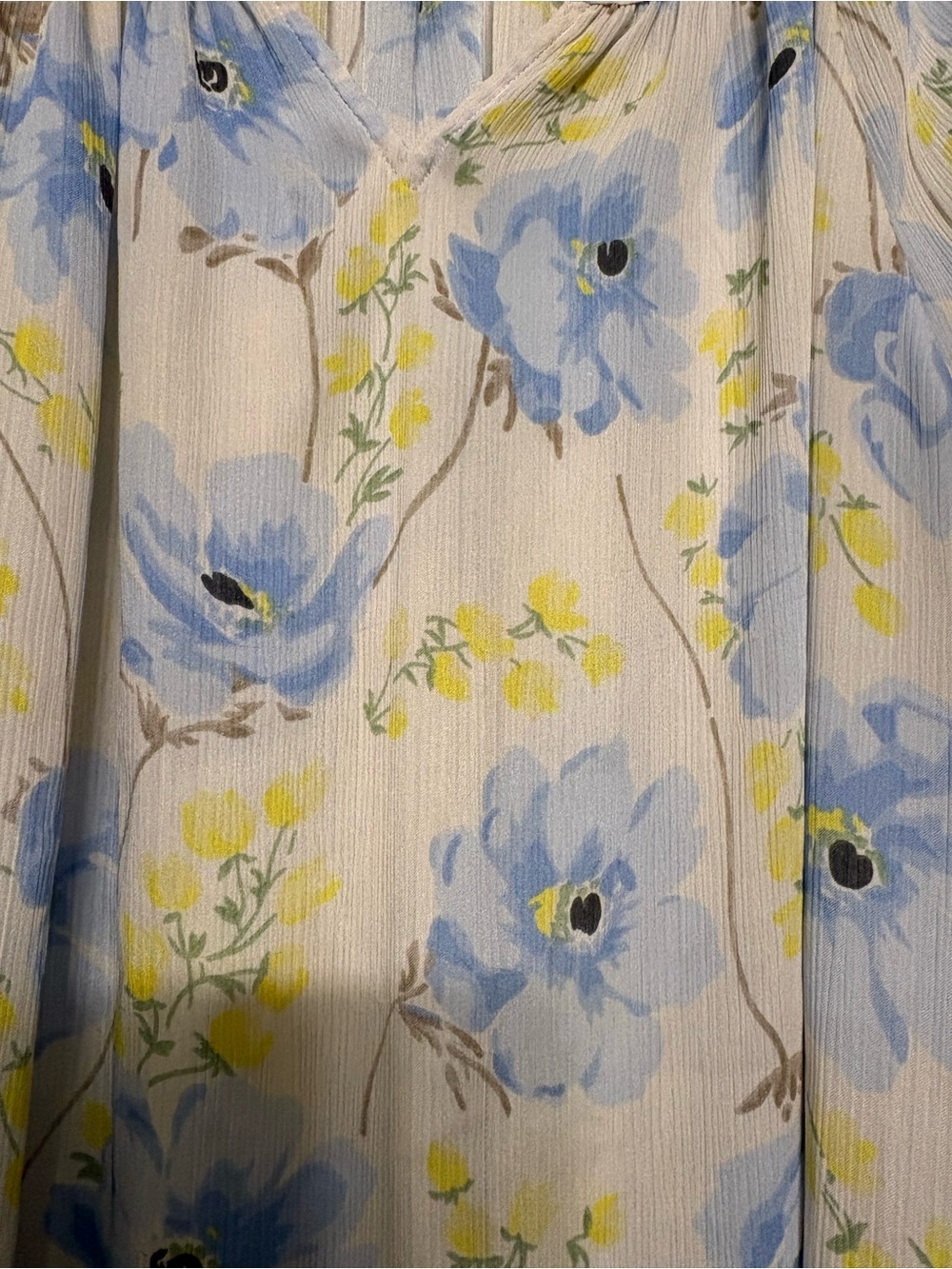 Chaps Light Blue Floral Ruffled Sleeve Blouse - Picture 3 of 10